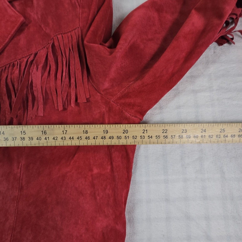 Denim&Co Red Suede Fringe Jacket - Picture 10 of 14